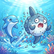 【悲報】マンボウさん、イルカに体当たりされて木っ端微塵のサムネイル